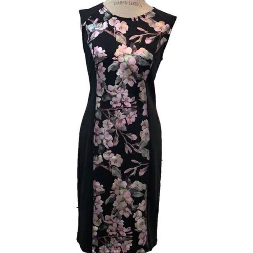 Nina Leonard  Black Midi Cocktail Dress
